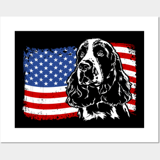 Proud Springer Spaniel American Flag patriotic gift dog Posters and Art